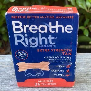 NIB Breathe Right Extra Strength Drug Free Tan Nasal Strips Congestion Relief 26